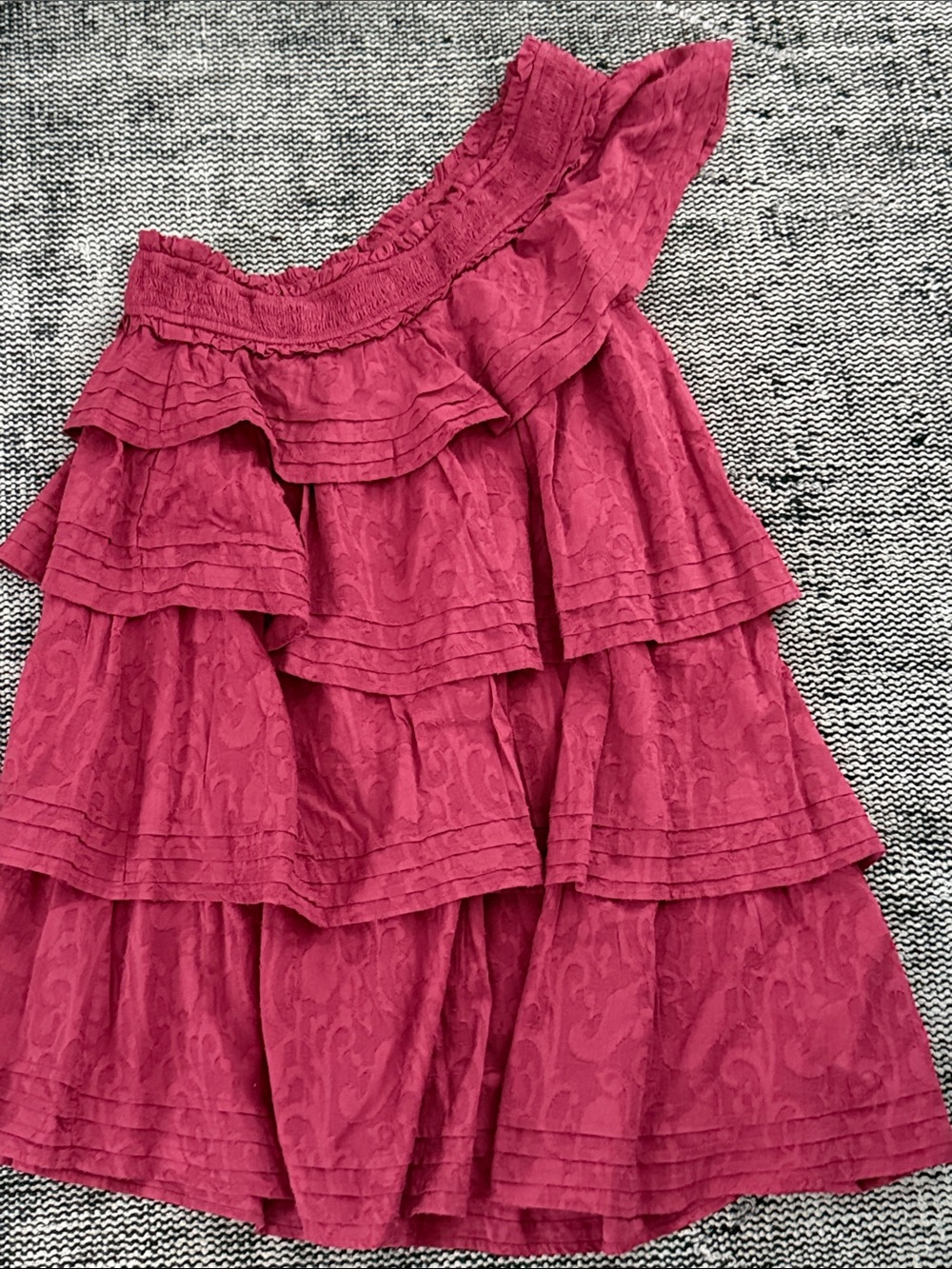Cleobella One-Shoulder Tiered Ruffle Dress in Raspberry Rose - Picture 3 of 4